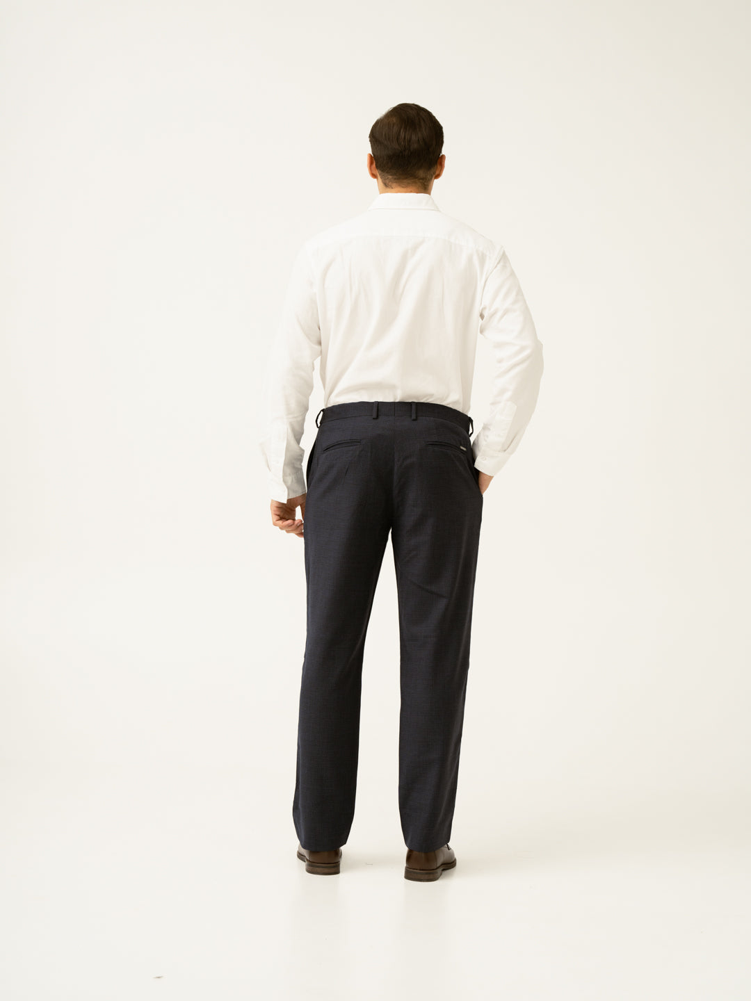 Castle Navy Houndstooth Merino Wool Pants