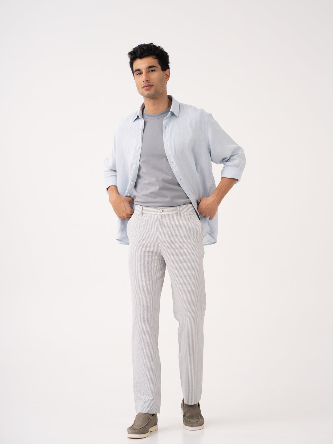 Luna Grey Stripes Seersucker Pants