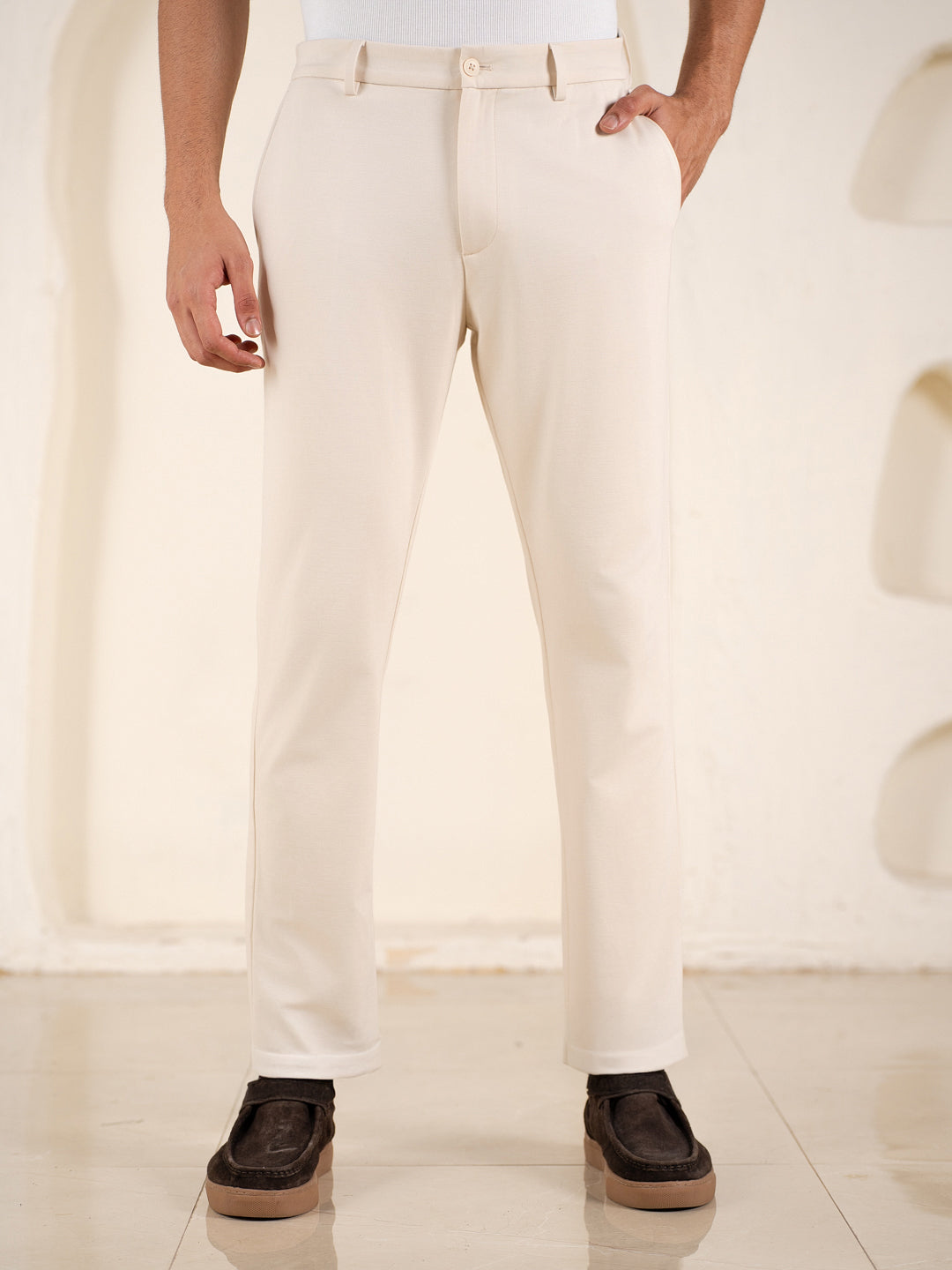 Malai Pants Cream Soft-touch Slim Fit Power Stretch Pants