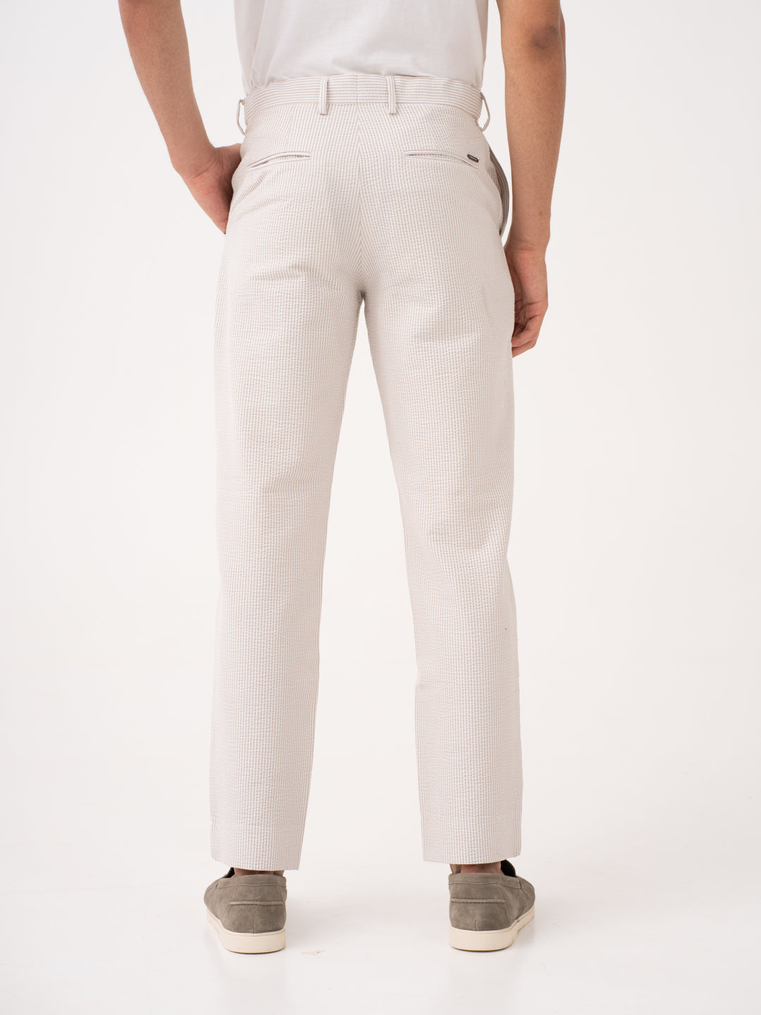 Terrain Taupe Stripes Seersucker Pants