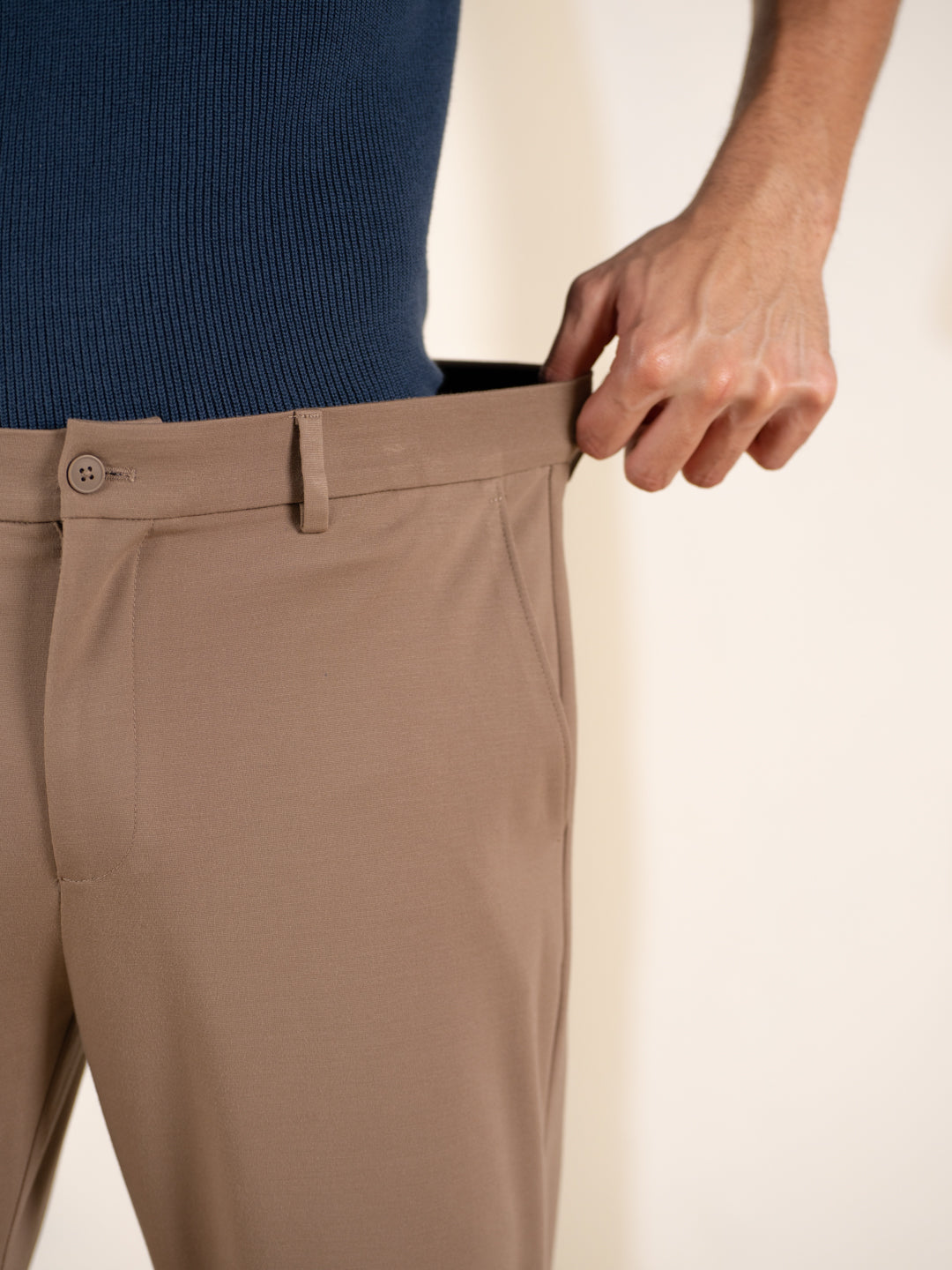 Malai Pants Khaki Soft-touch Slim Fit Power Stretch Pants