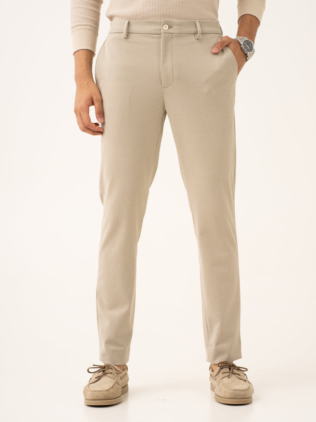 Saturn Khaki Houndstooth Power-Stretch Pants
