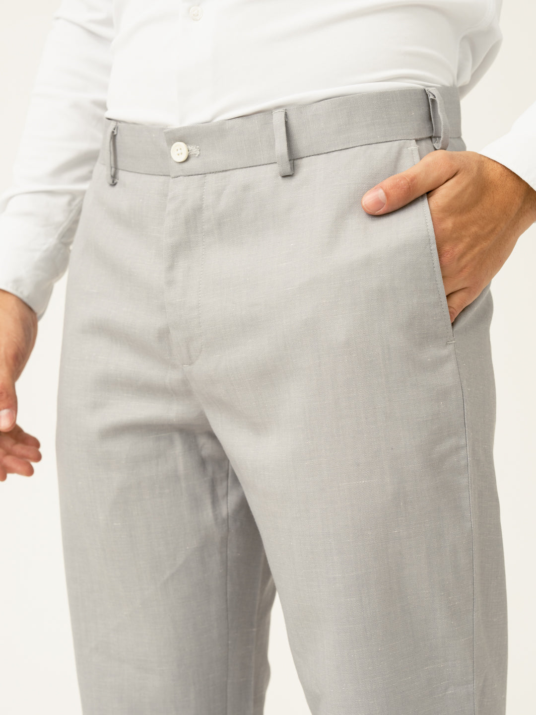 Palladium Grey Tropical Wool Linen Pants