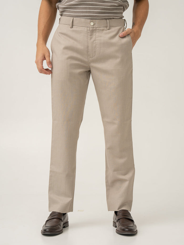 Silica Beige Tropical Wool Linen Pants