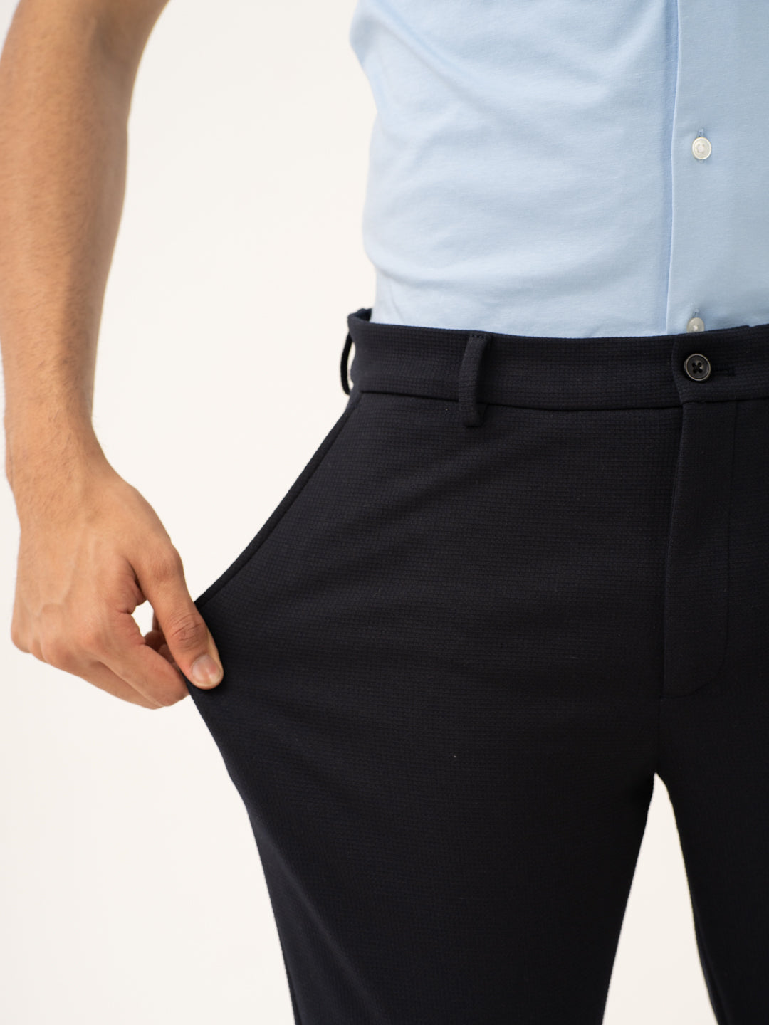 Terminal Navy Waffle Textured Power-Stretch Pants