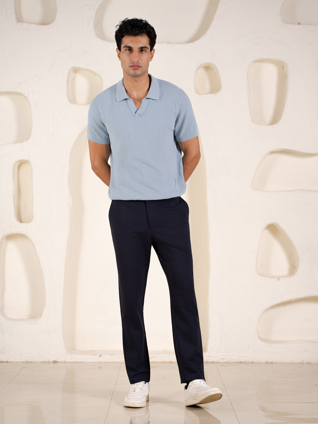 Malai Pants Navy Soft-touch Slim Fit Power Stretch Pants