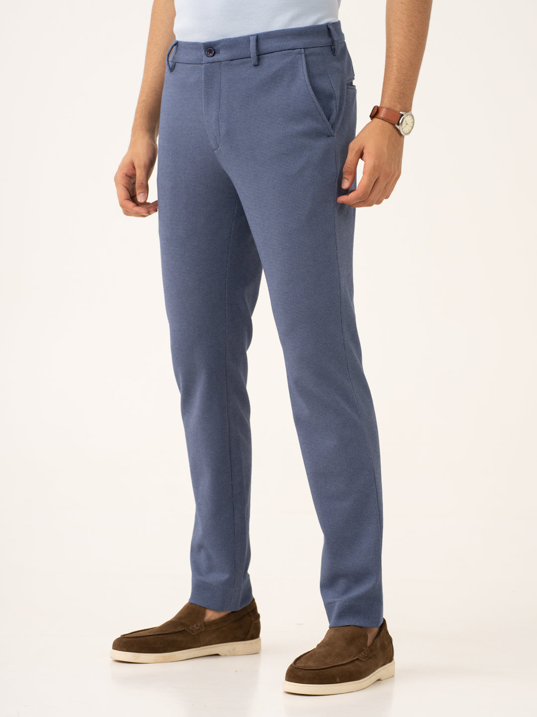 Echo Blue Waffle Textured Power-Stretch Pants