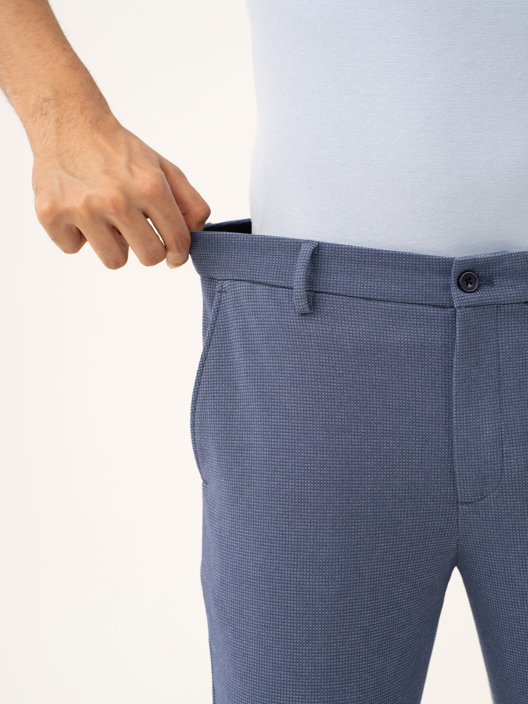 Echo Blue Waffle Textured Power-Stretch Pants