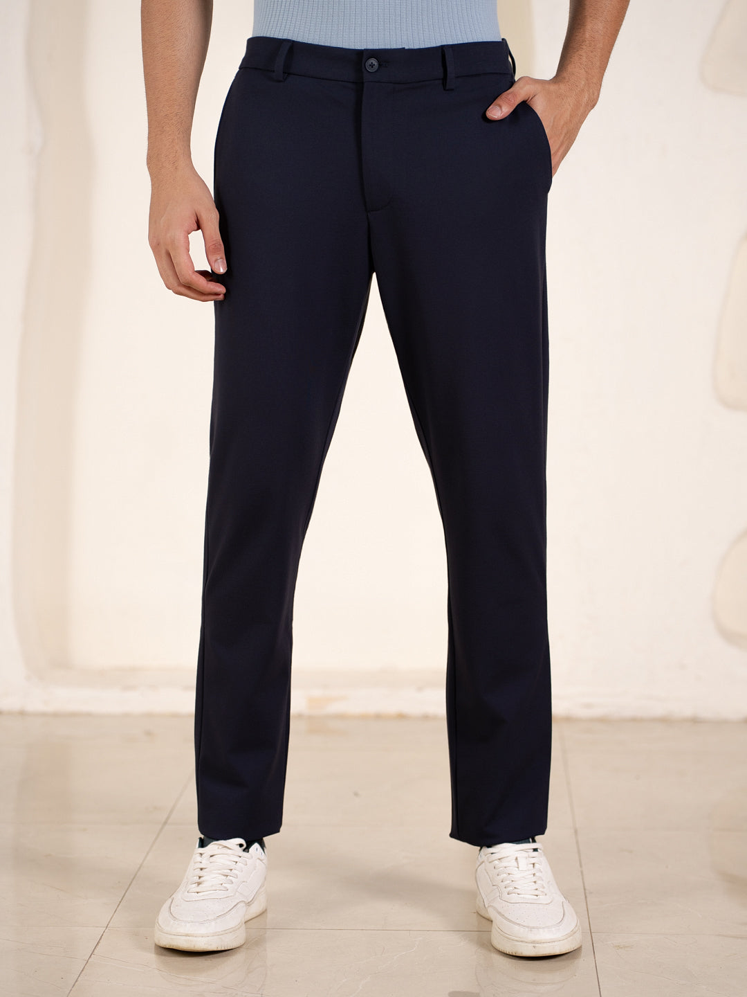 Malai Pants Navy Soft-touch Slim Fit Power Stretch Pants
