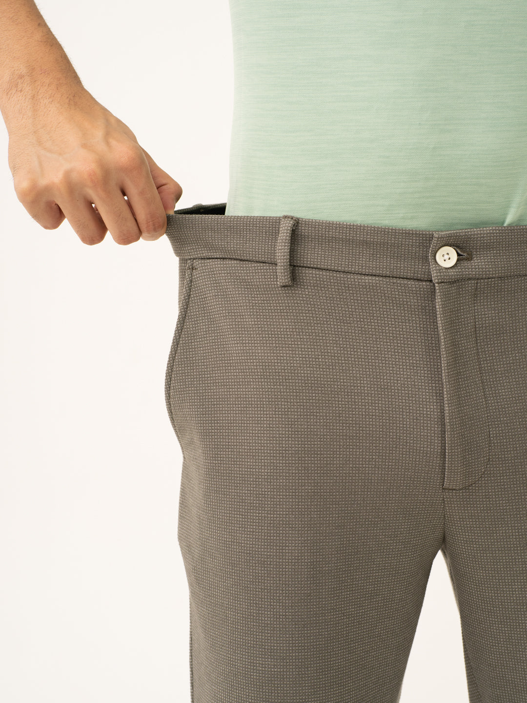 Crypto Green Waffle Textured Power-Stretch Pants