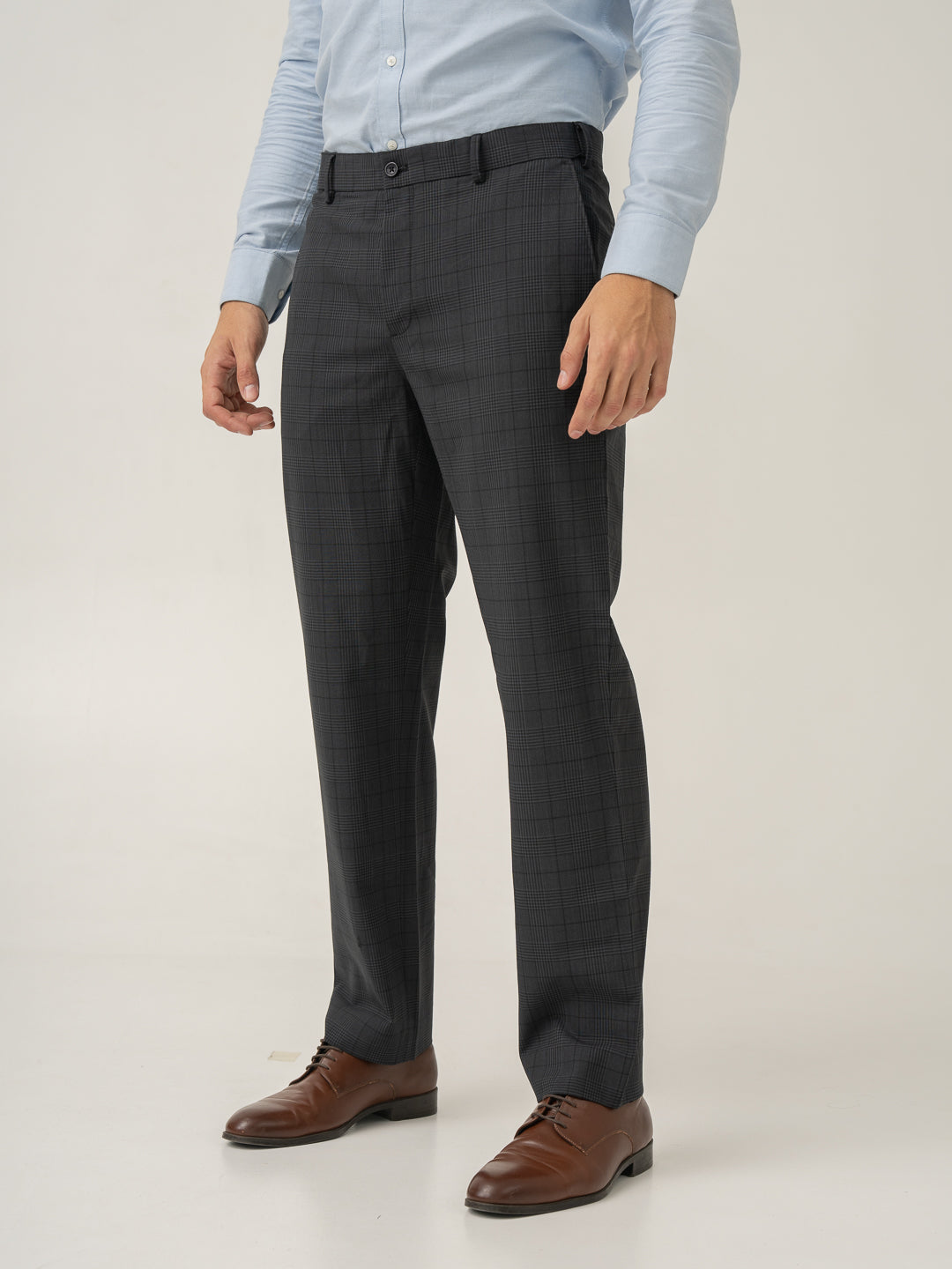 Belgium Black Checks Merino Wool Pants