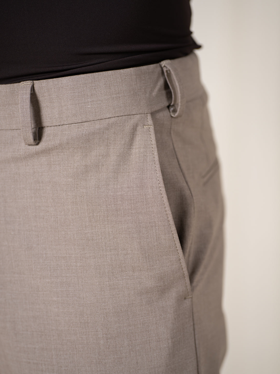 Whispering Khaki Melange Stretch Formal Pants