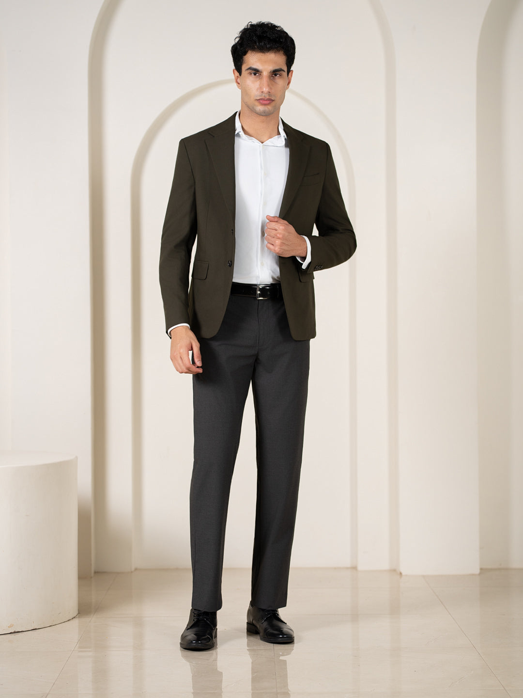 Gravitas Grey Melange Stretch Formal Pants