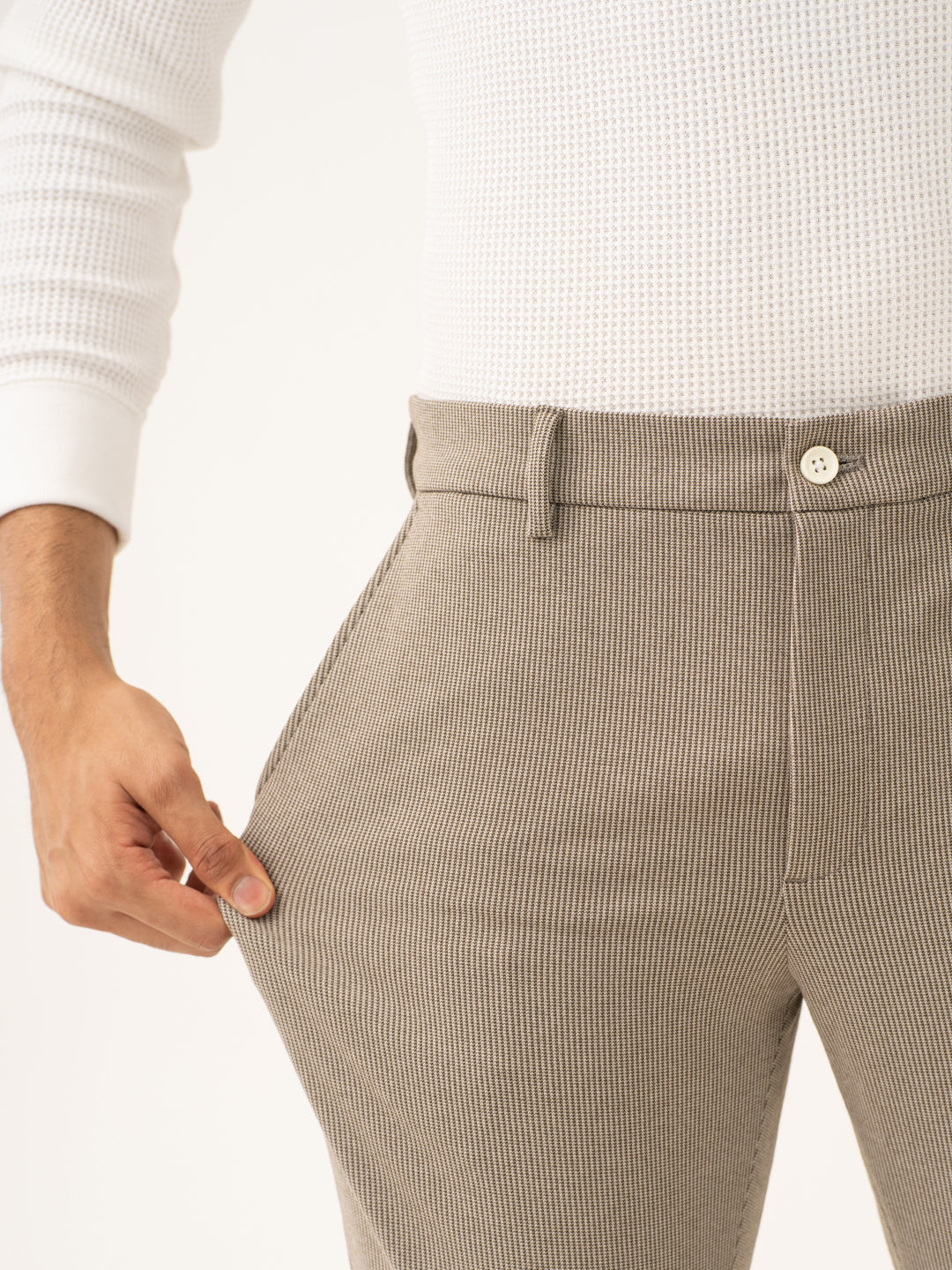 Jupiter Brown Houndstooth Power-Stretch Pants