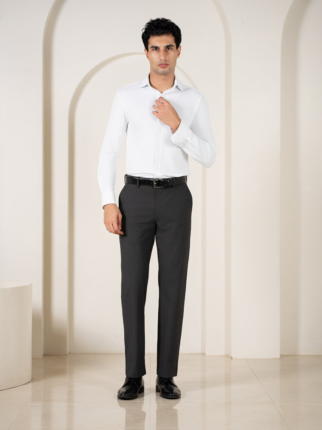 Gravitas Grey Melange Stretch Formal Pants