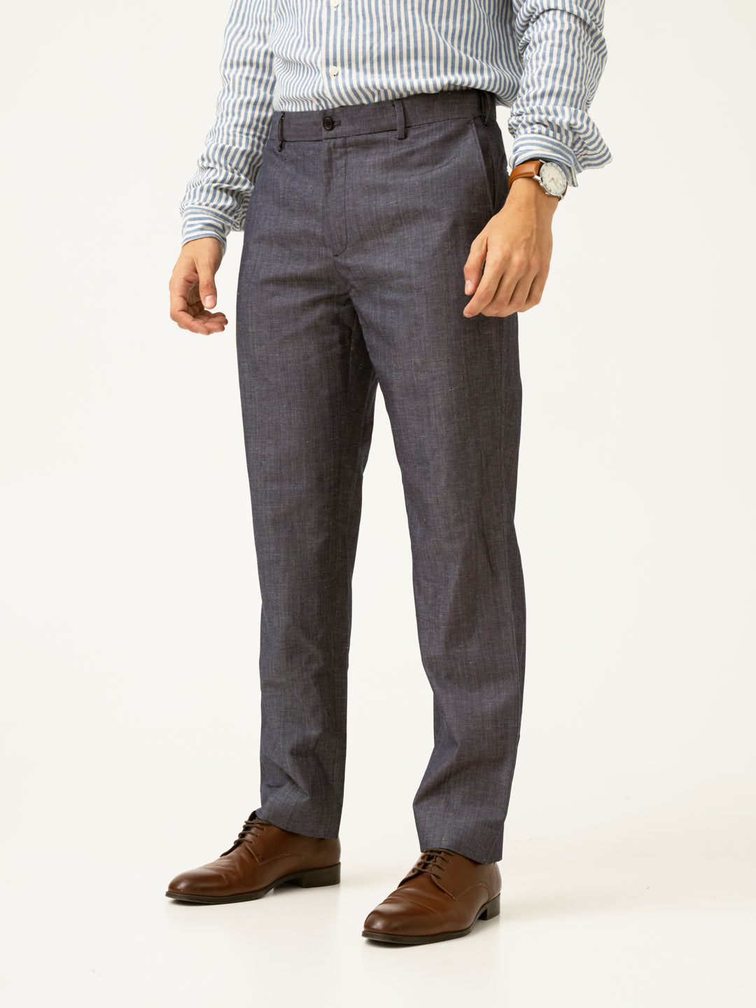 Whistle Blue Tropical Wool Linen Pants