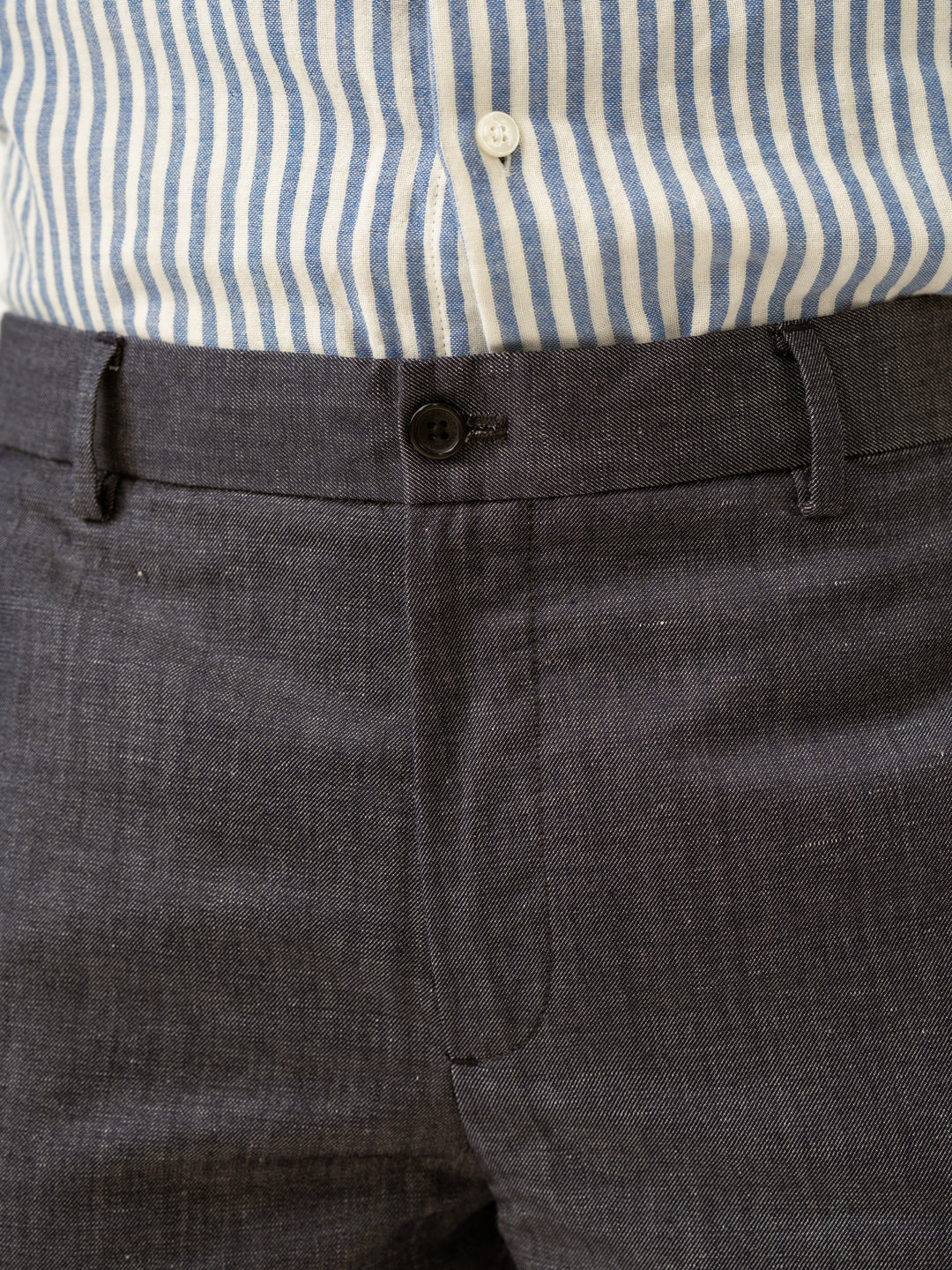 Whistle Blue Tropical Wool Linen Pants