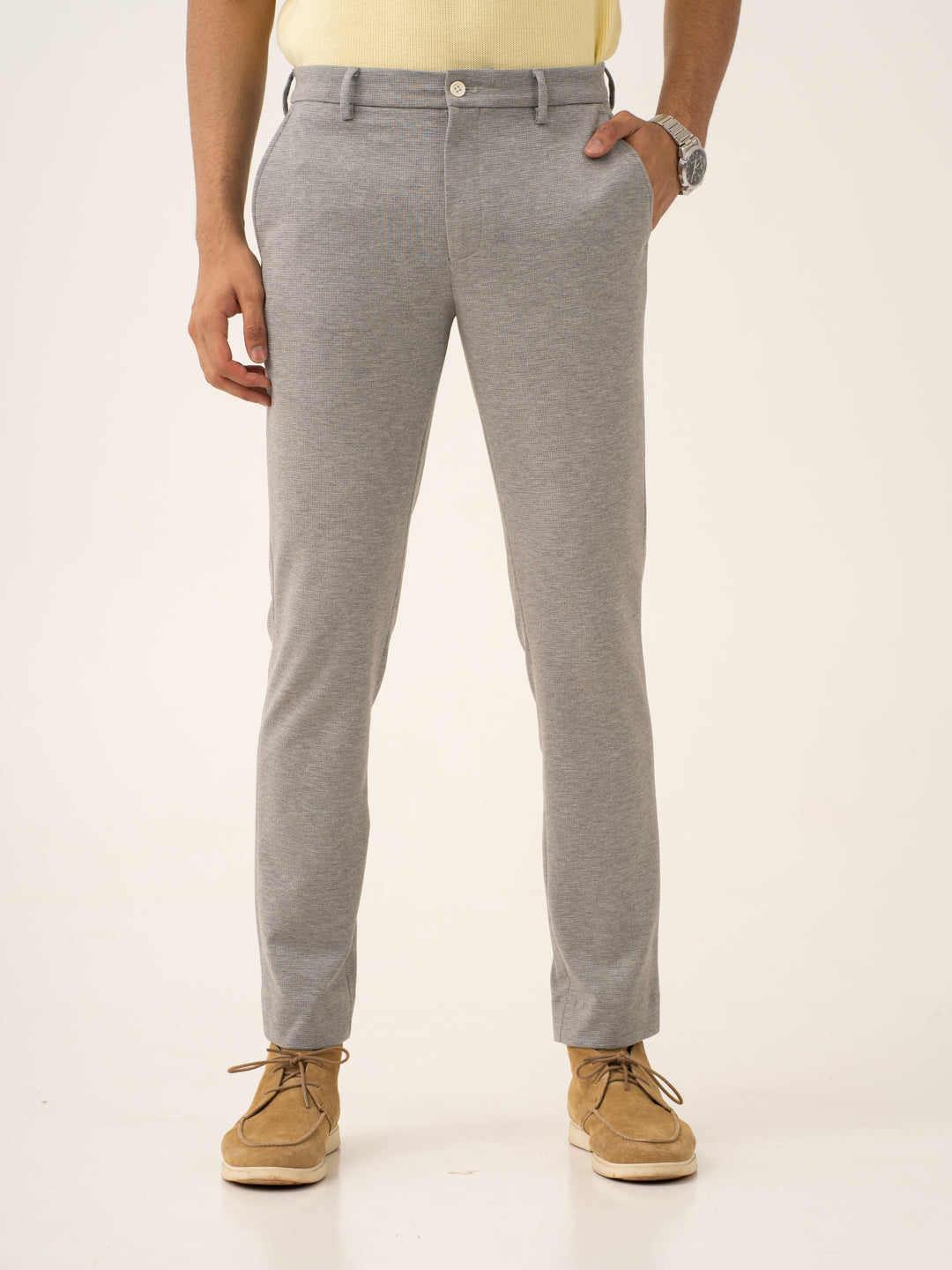 Quantum Grey Waffle Textured Power-Stretch Pants