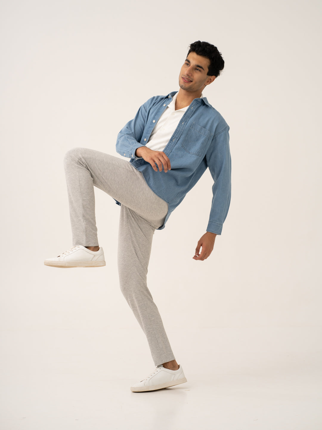 Static Grey Waffle Textured Power-Stretch Pants