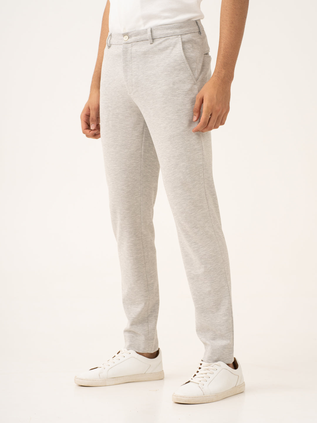 Static Grey Waffle Textured Power-Stretch Pants