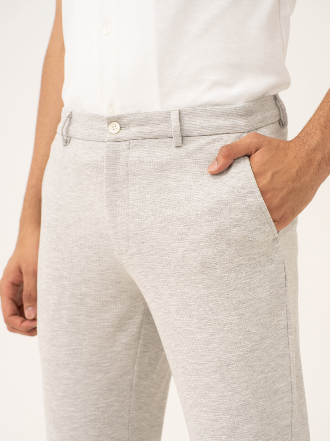 Static Grey Waffle Textured Power-Stretch Pants