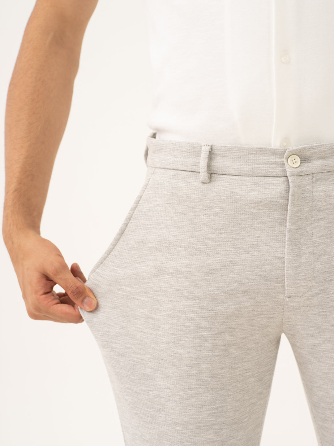 Static Grey Waffle Textured Power-Stretch Pants