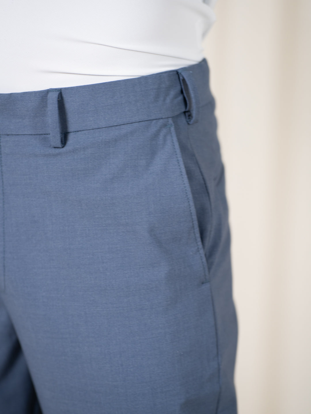 Crest Blue Melange Stretch Formal Pants