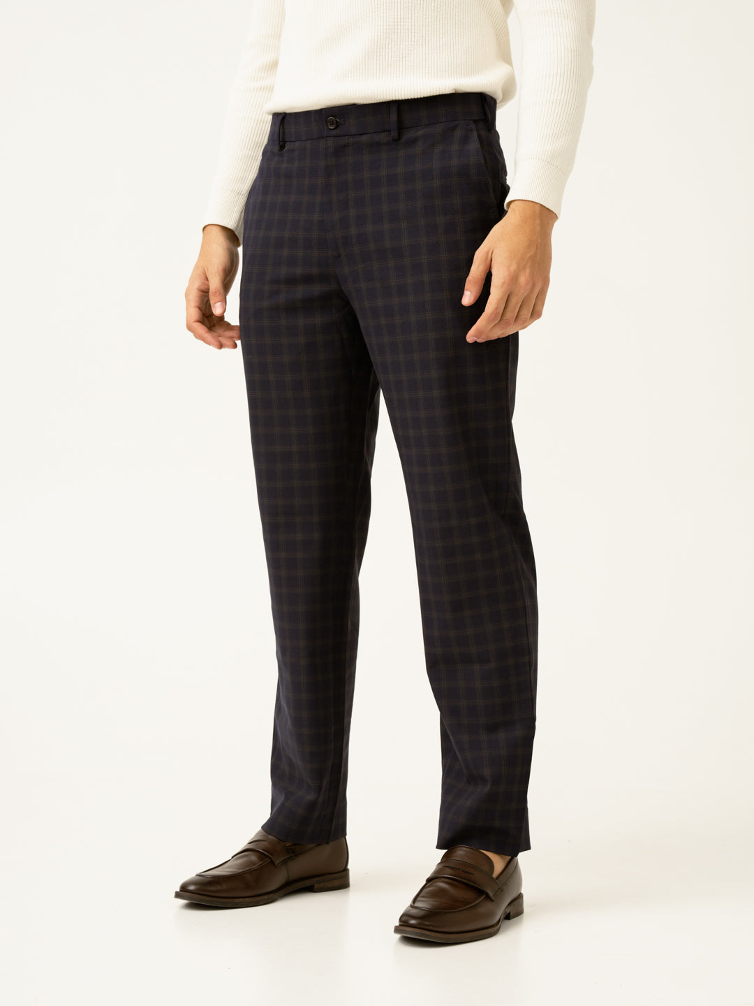 Nightlife Navy Checks Merino Wool Pants