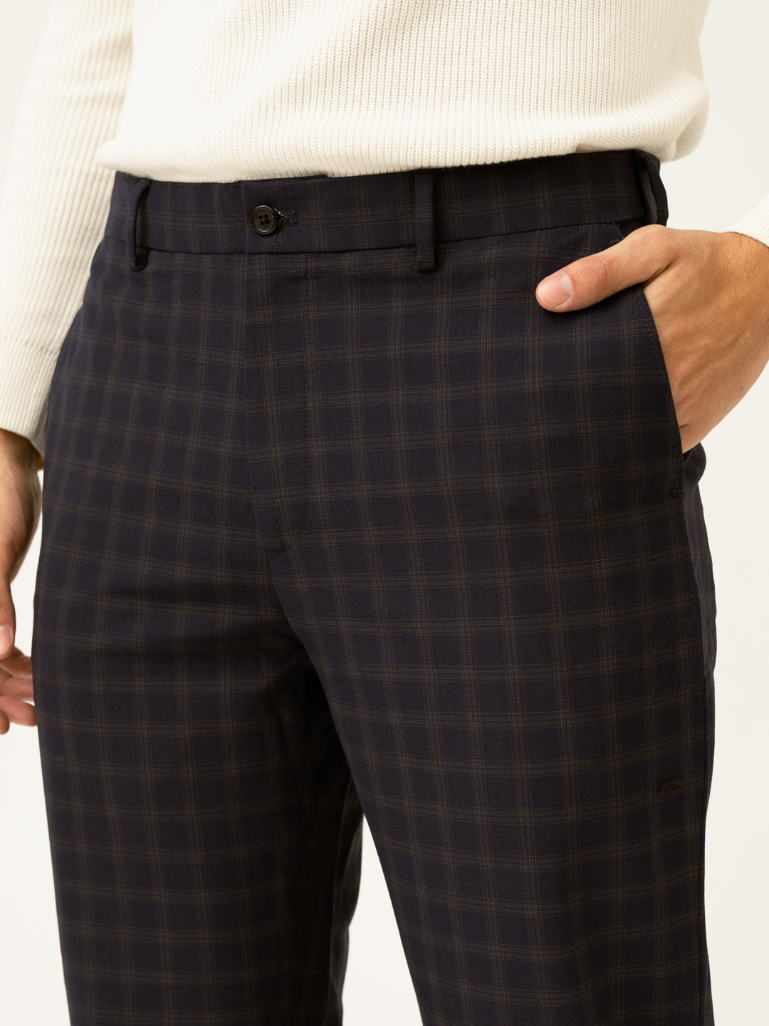Nightlife Navy Checks Merino Wool Pants