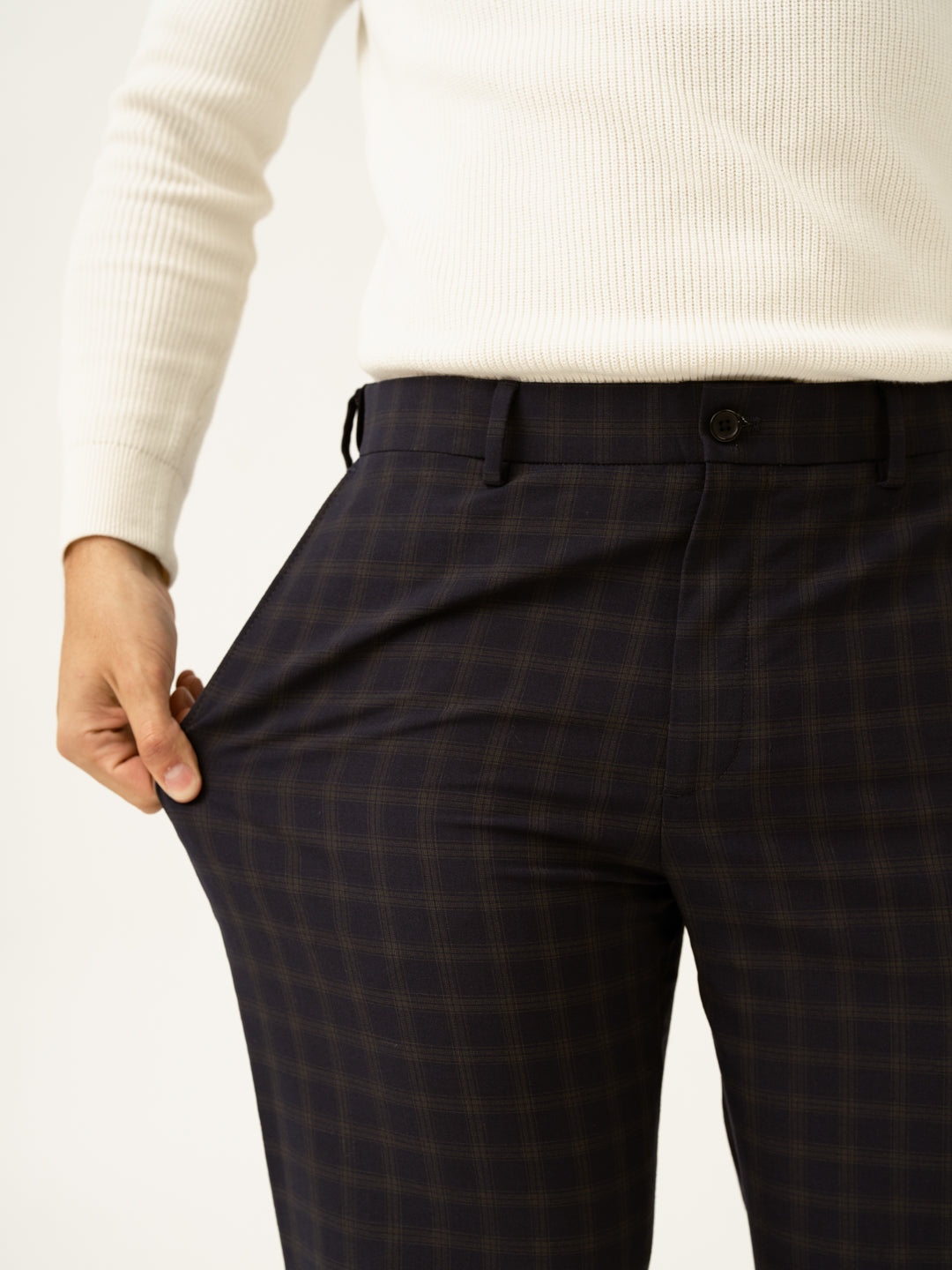 Nightlife Navy Checks Merino Wool Pants