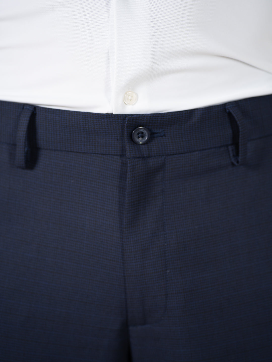 Bernard Navy Houndstooth Relaxed Fit Stretch Formal Pants