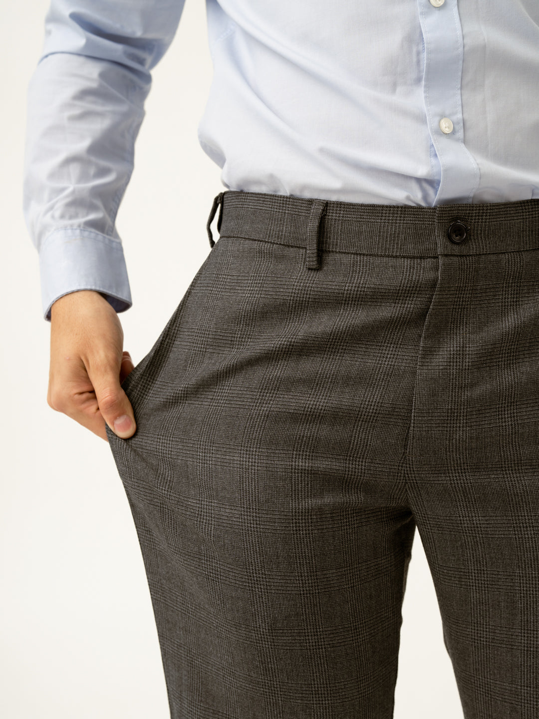 Nostalgia Grey Checks Merino Wool Pants