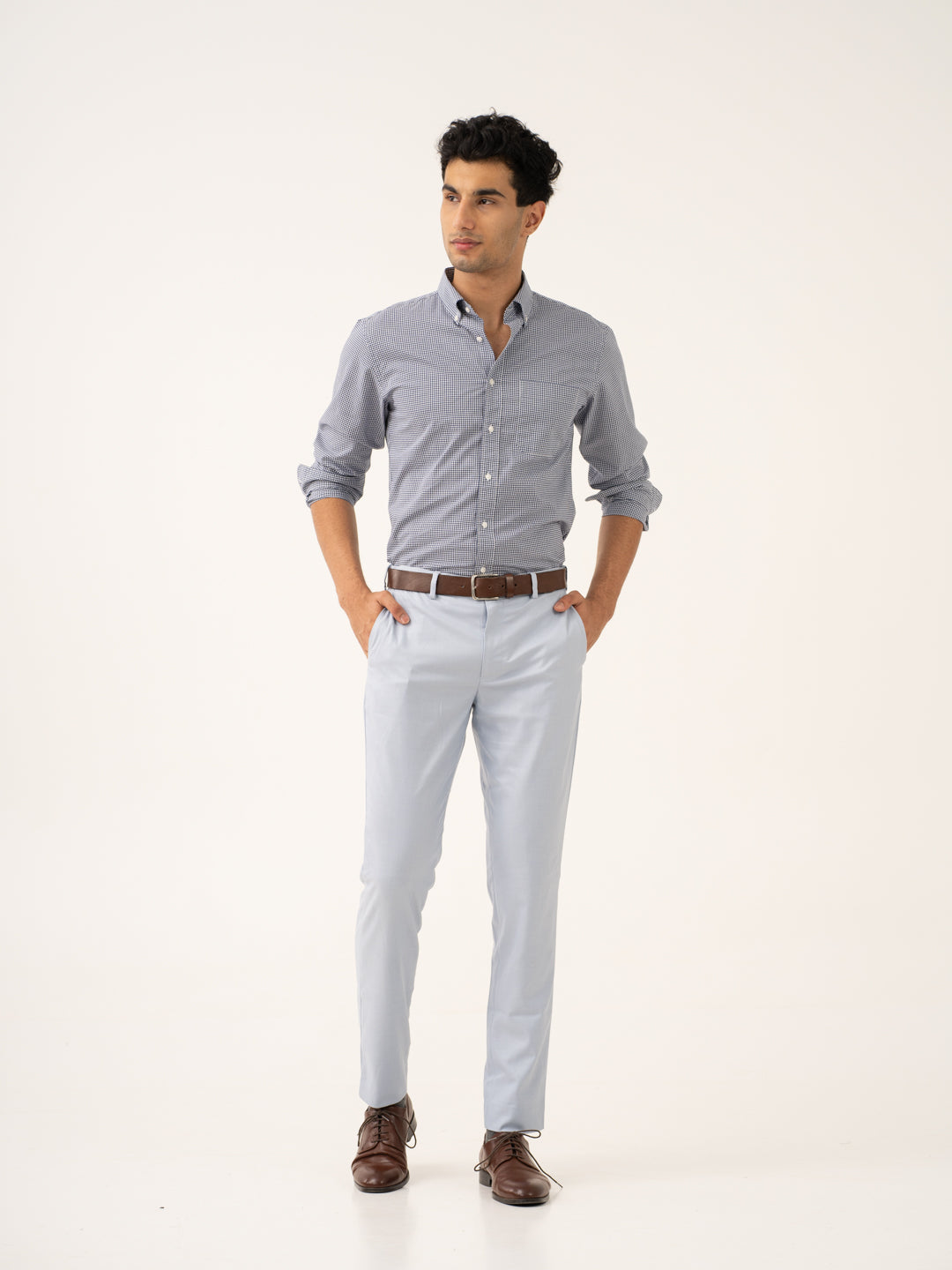 Theo Blue Twill Stretch Formal Pants