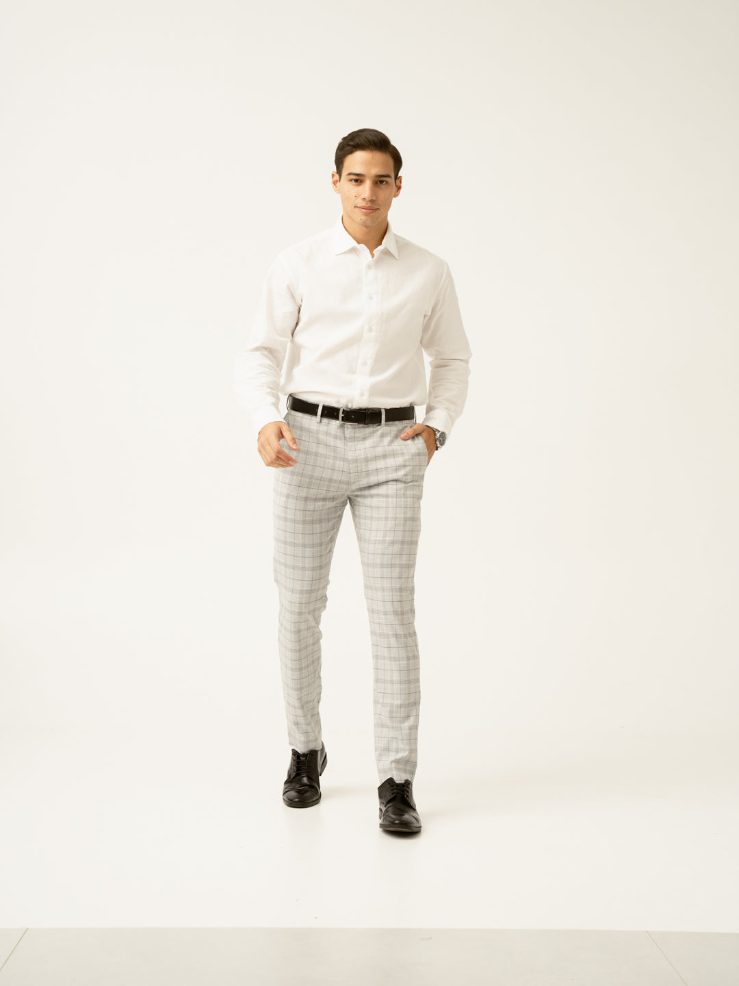 Native Grey Checks Formal Pants