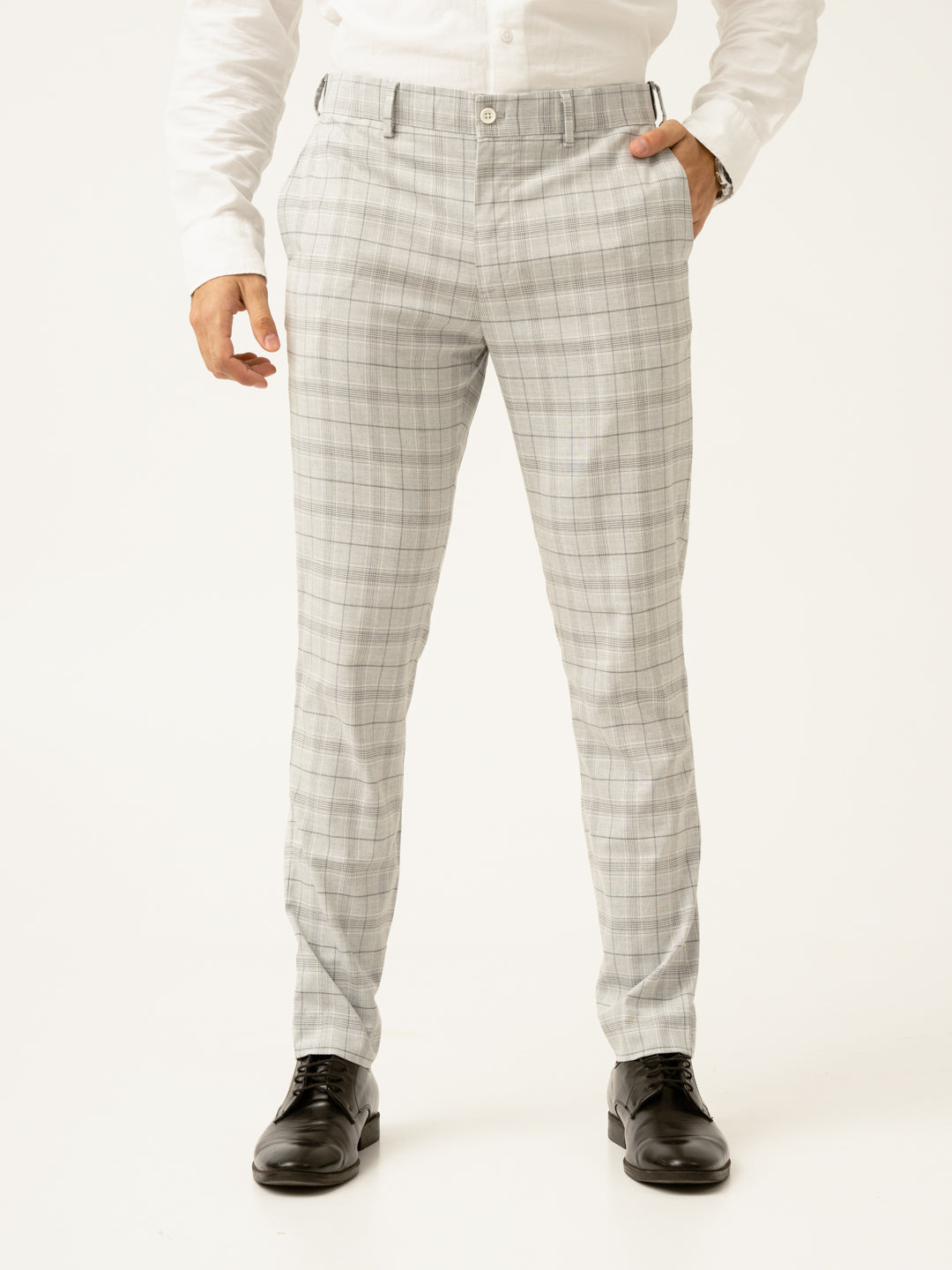 Native Grey Checks Formal Pants