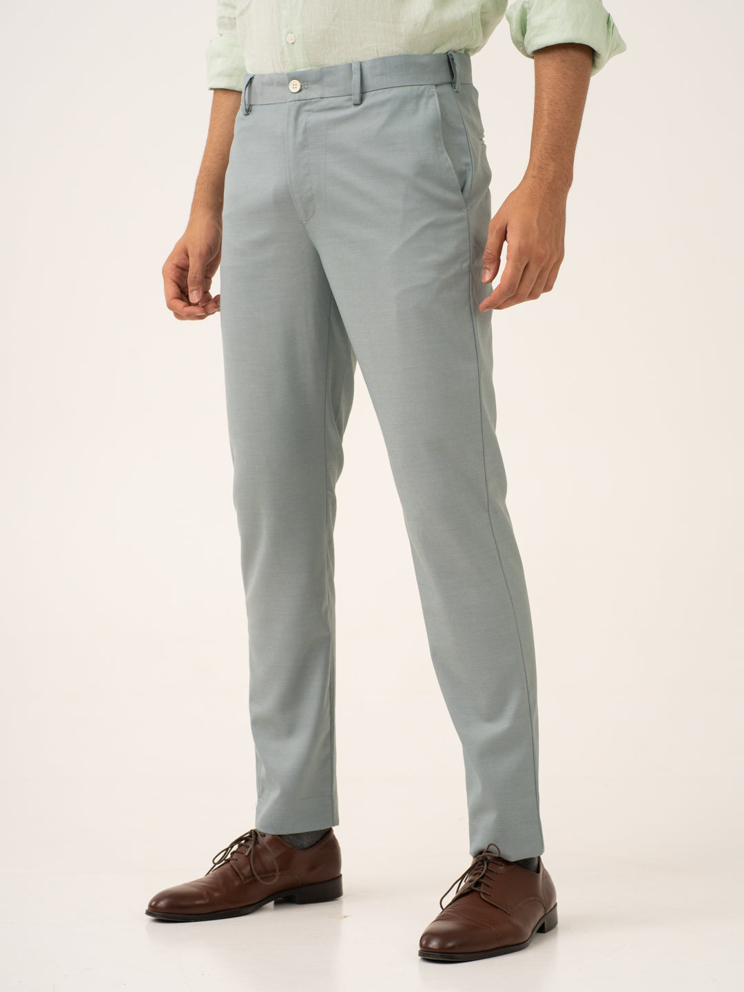 Glazed Teal Twill Stretch Formal Pants