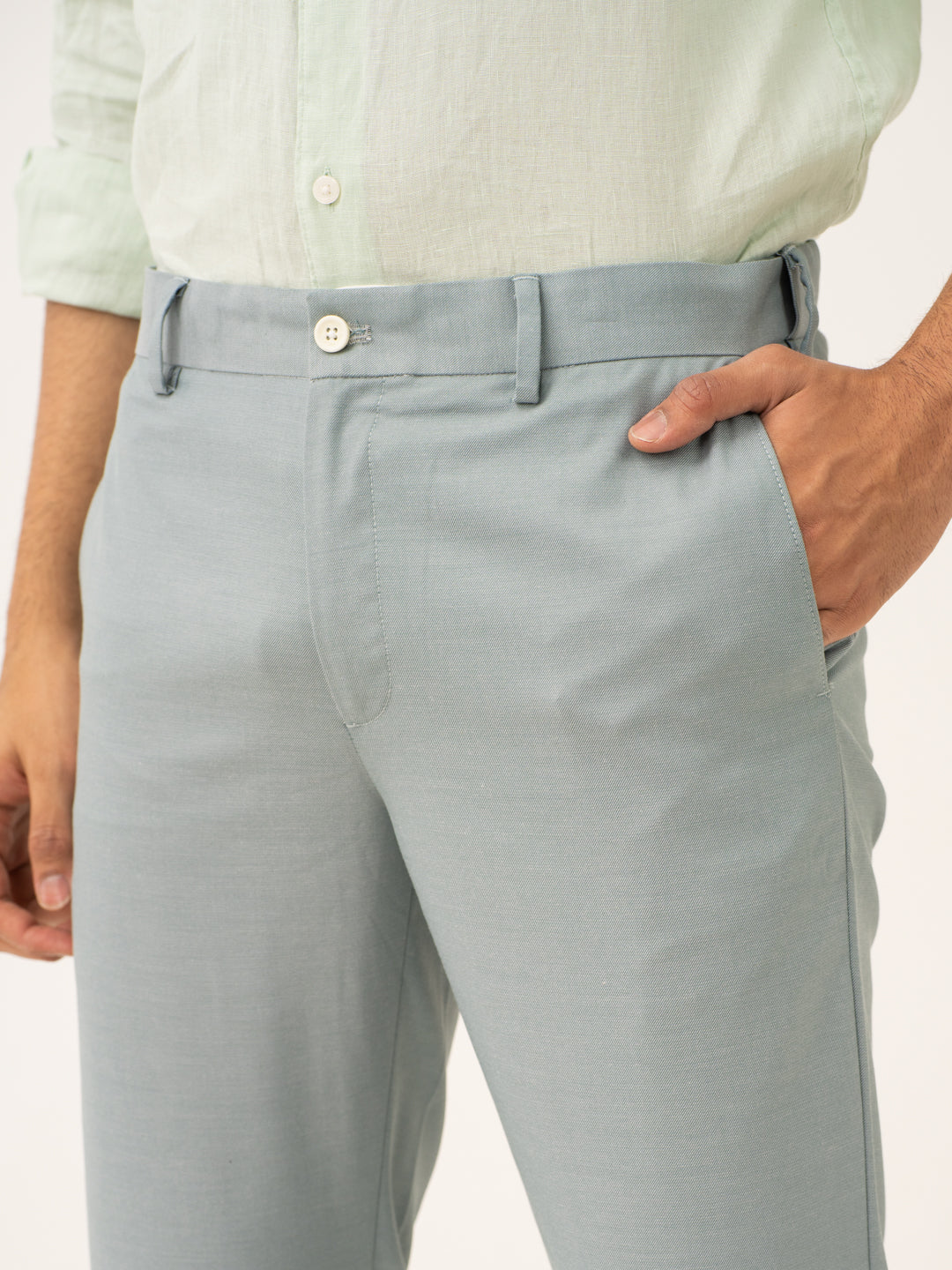 Glazed Teal Twill Stretch Formal Pants