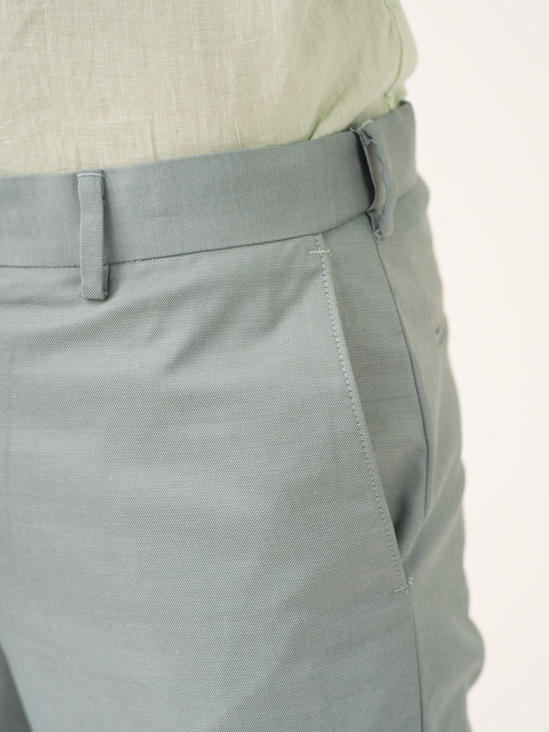 Glazed Teal Twill Stretch Formal Pants