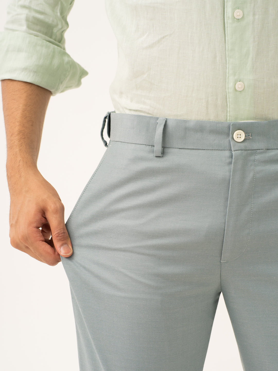 Glazed Teal Twill Stretch Formal Pants