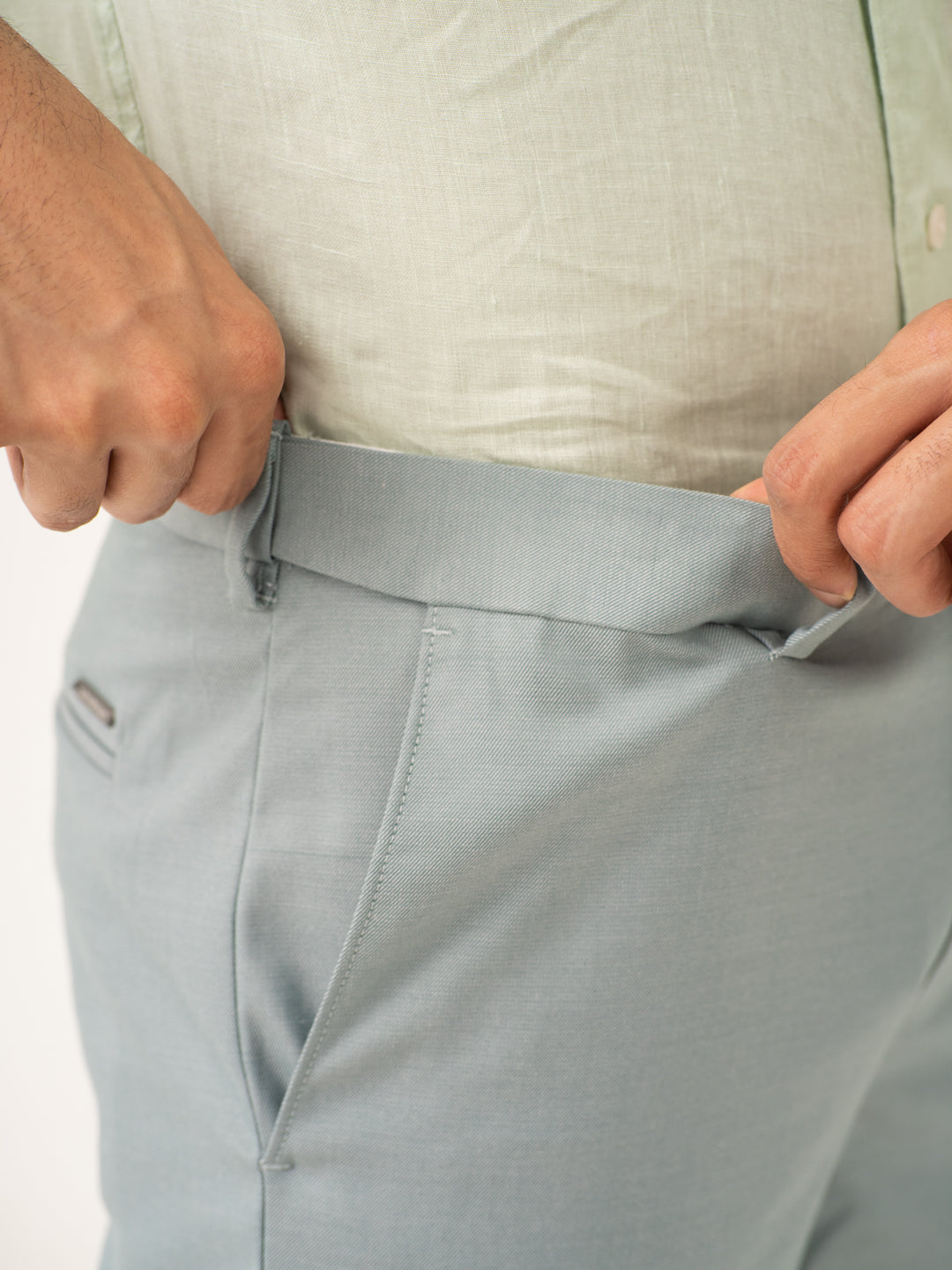 Glazed Teal Twill Stretch Formal Pants