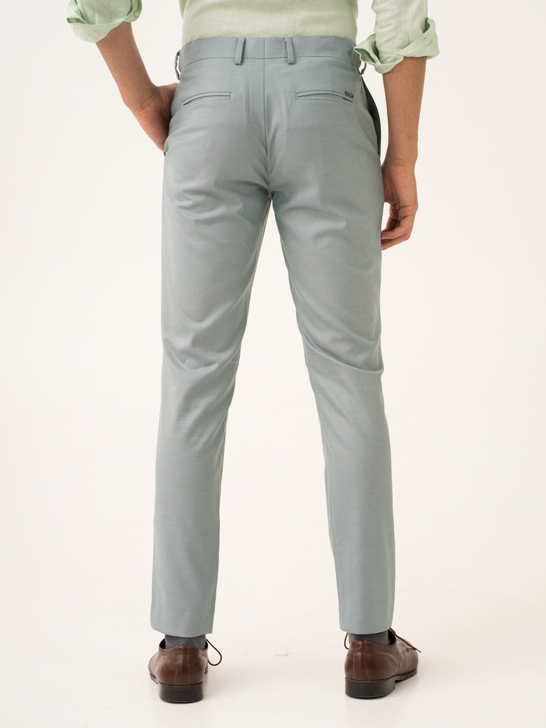 Glazed Teal Twill Stretch Formal Pants