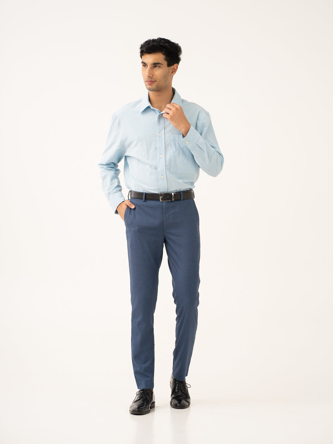 Mirage Blue Checks Stretch Formal Pants