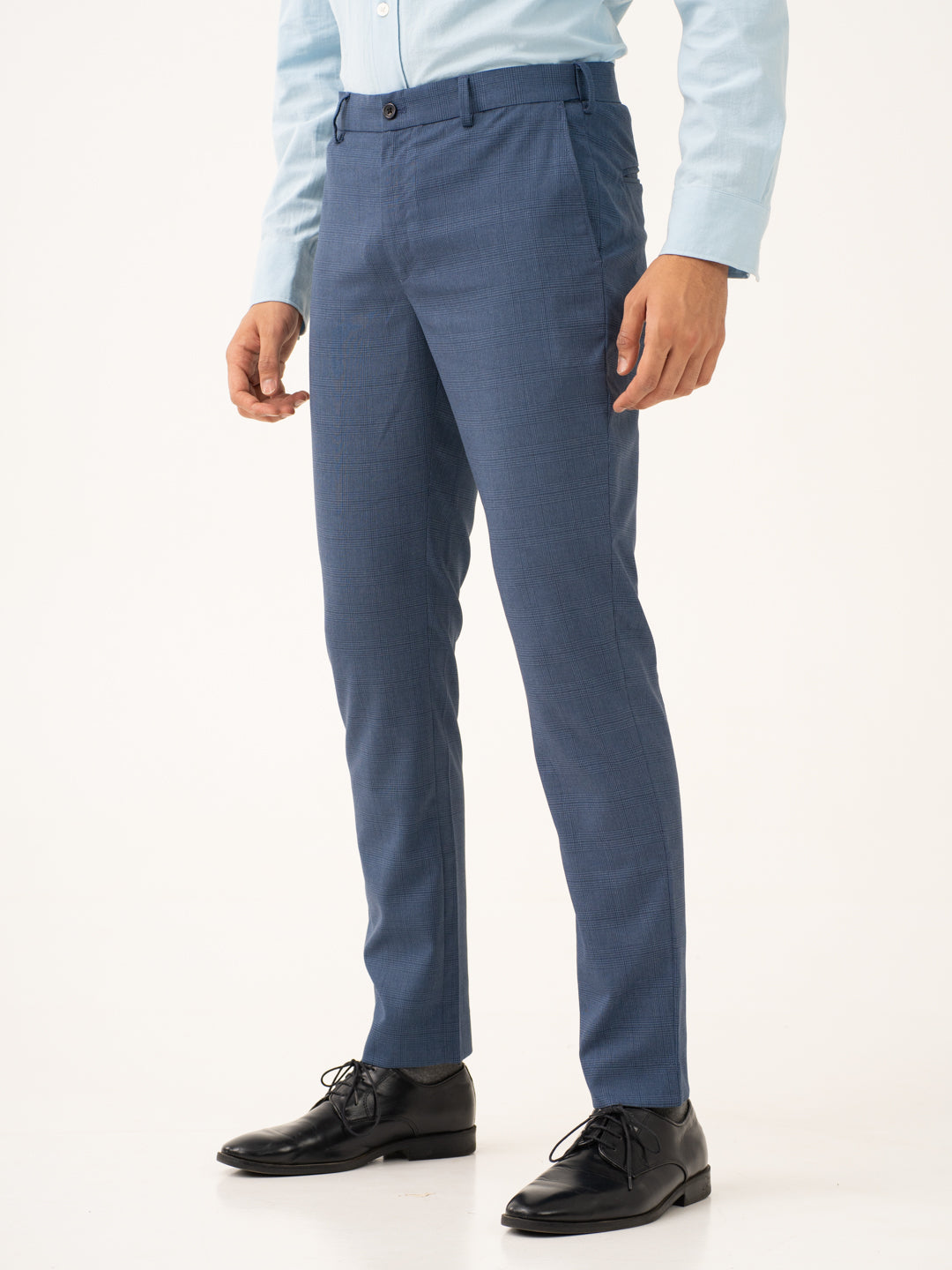 Mirage Blue Checks Stretch Formal Pants