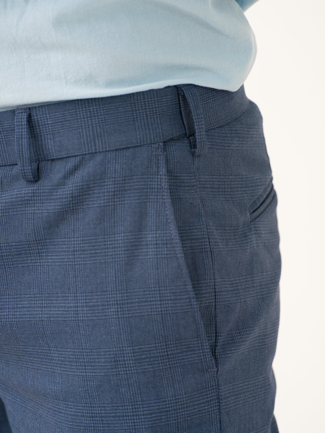 Mirage Blue Checks Stretch Formal Pants