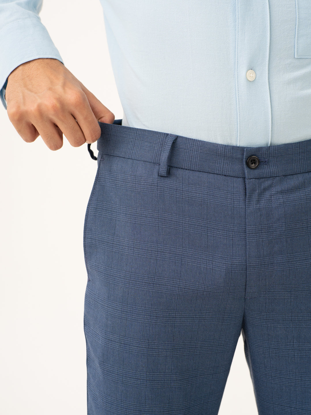 Mirage Blue Checks Stretch Formal Pants