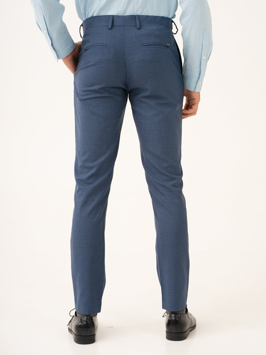 Mirage Blue Checks Stretch Formal Pants