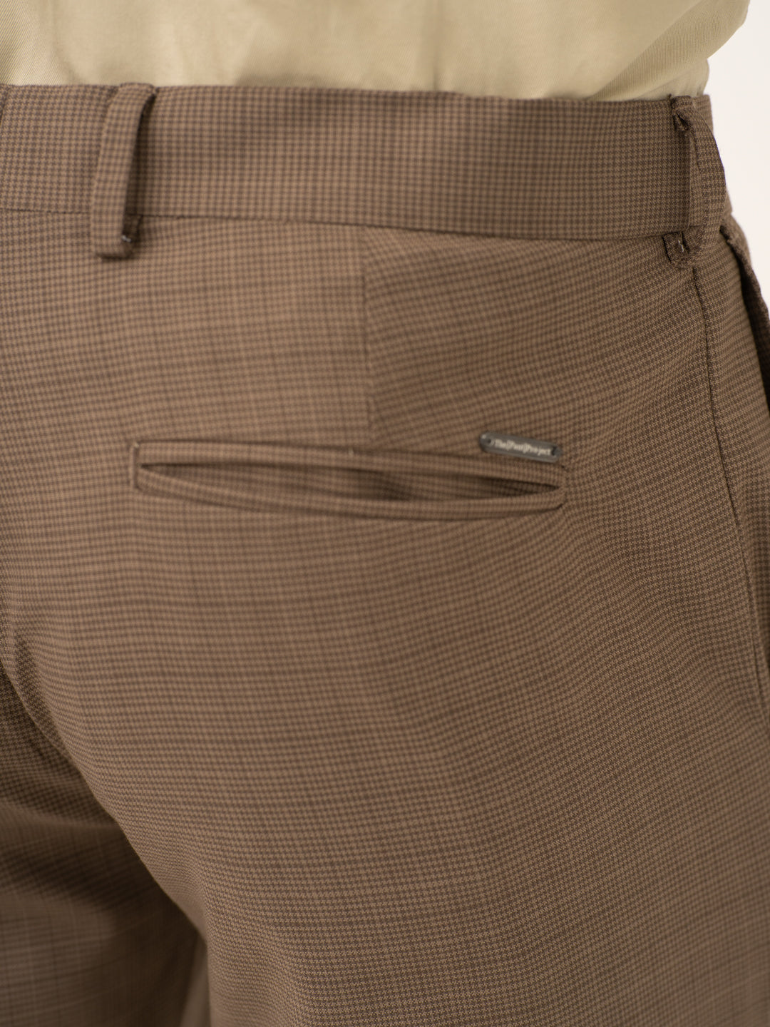 Tavian Khaki Houndstooth Stretch Formal Pants