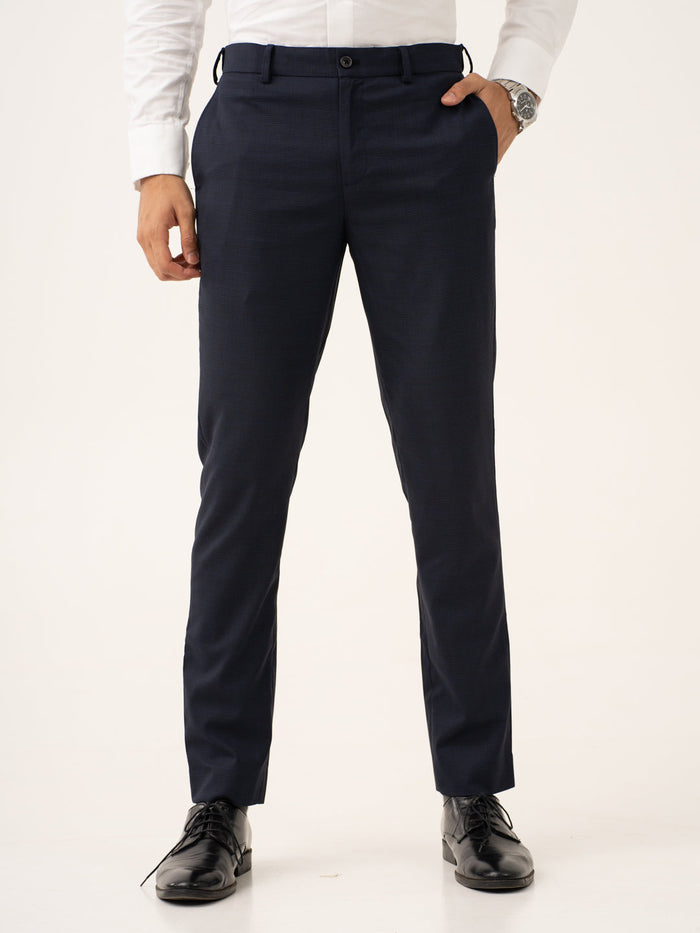 Cassian Navy Houndstooth Stretch Formal Pants