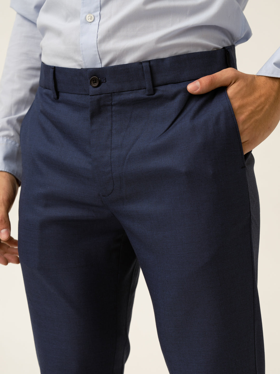 Billy Blue Textured Formal Pants