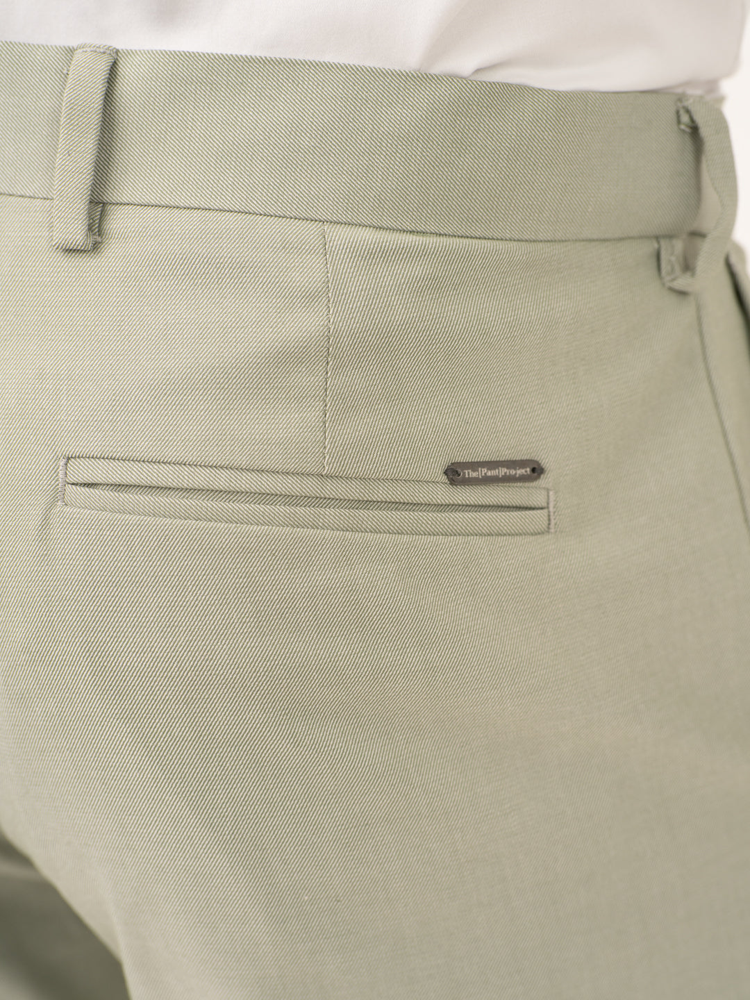 Ostrich Green Twill Stretch Formal Pants